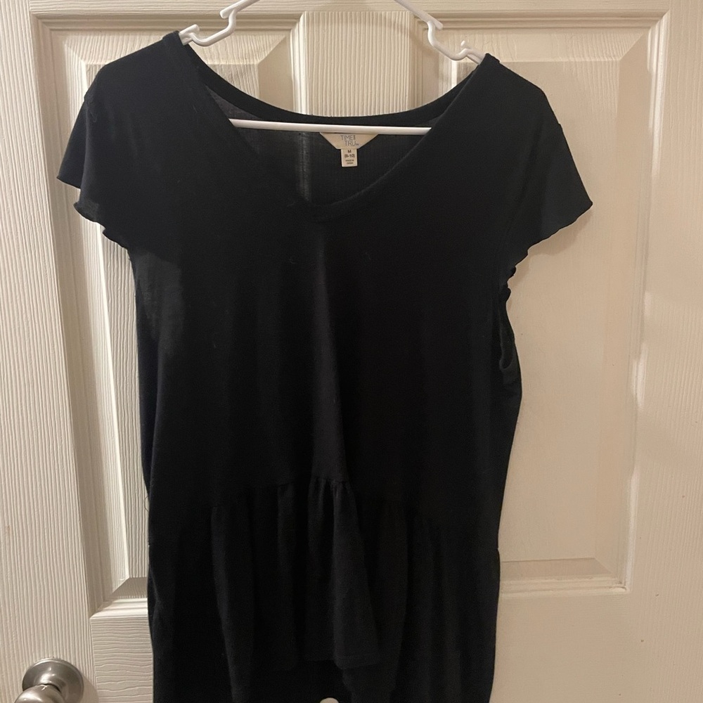 Time and Tru Black V-Neck Blouse